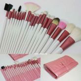 Kit de 20 pinceis Rosa e Branco