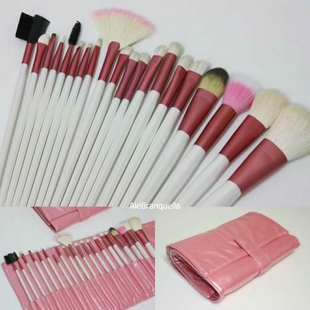 Kit de 20 pinceis Rosa e Branco